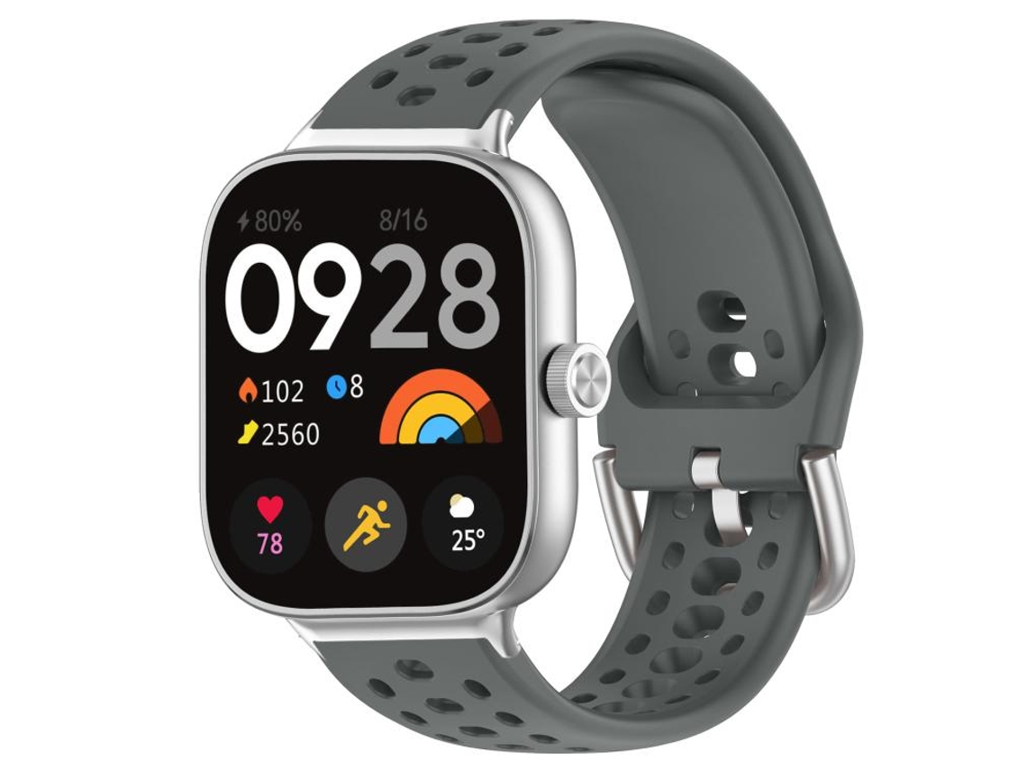 Bracelete Para Redmi Watch 6 / 5 / 4 - Silicone Esportivo - Fivela Prateada Cinza Espacial