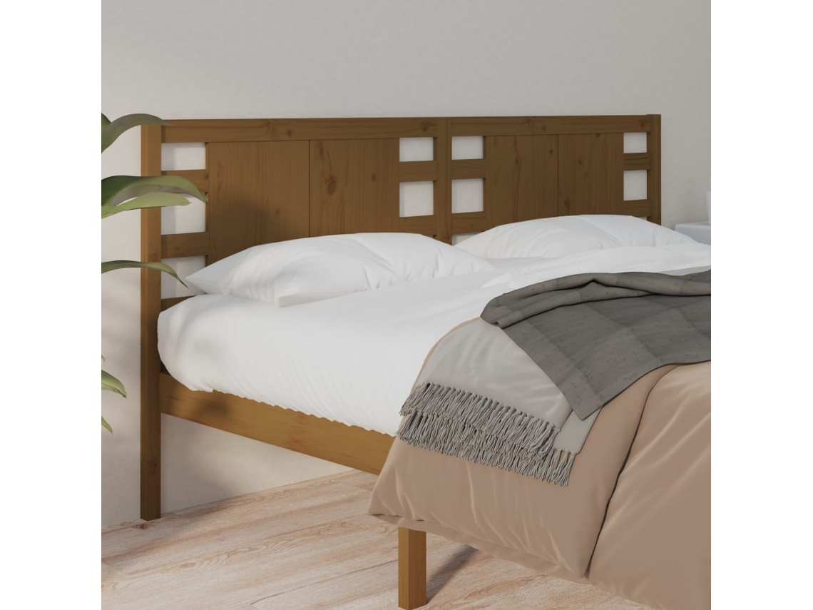 Vidaxl Cabeceira De Cama 126x4x100 Cm Pinho Maciço Castanho Mel