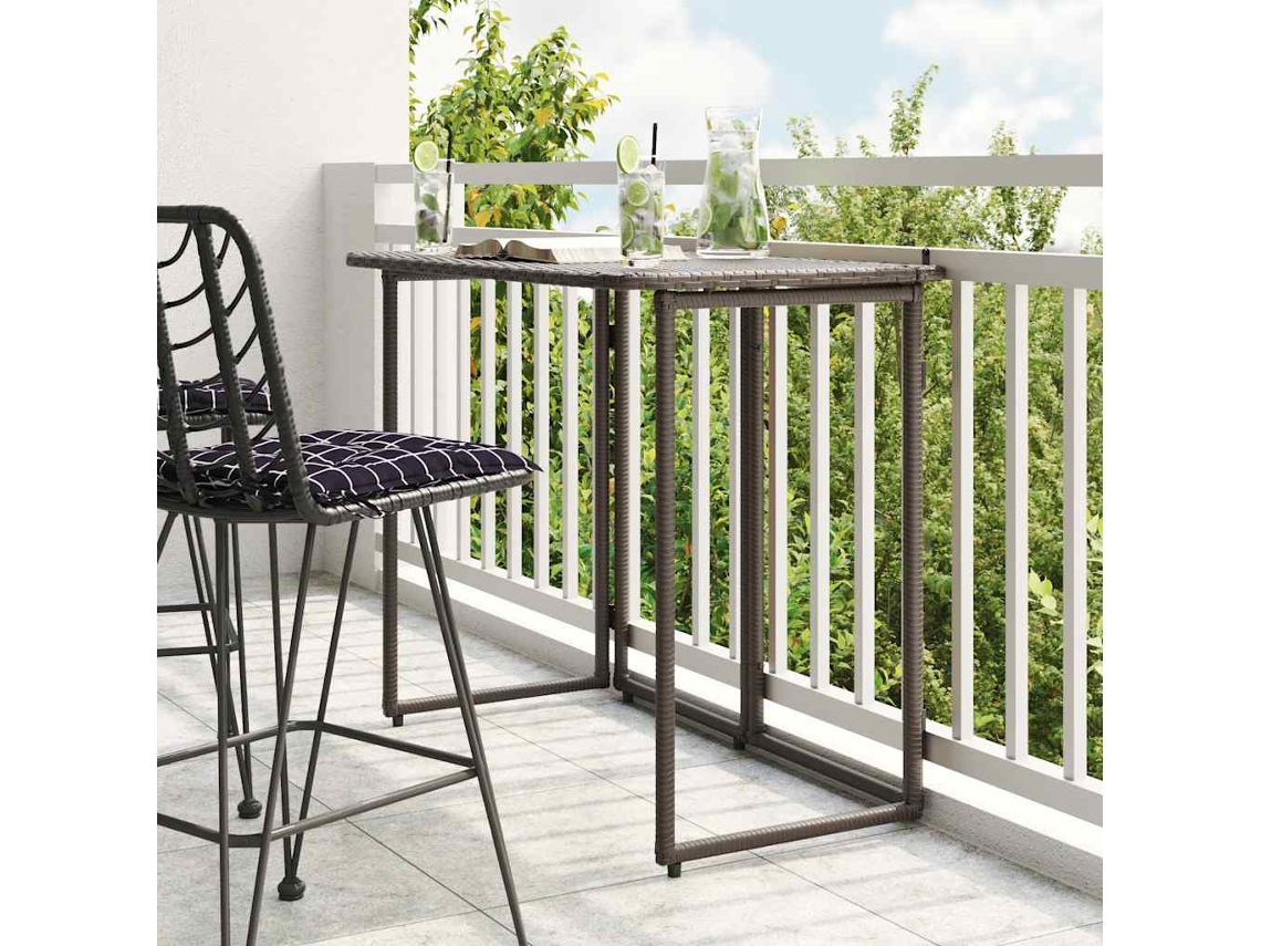 Vidaxl Mesa De Jardim Dobrável 90x51x75 Cm Vime Pe Castanho