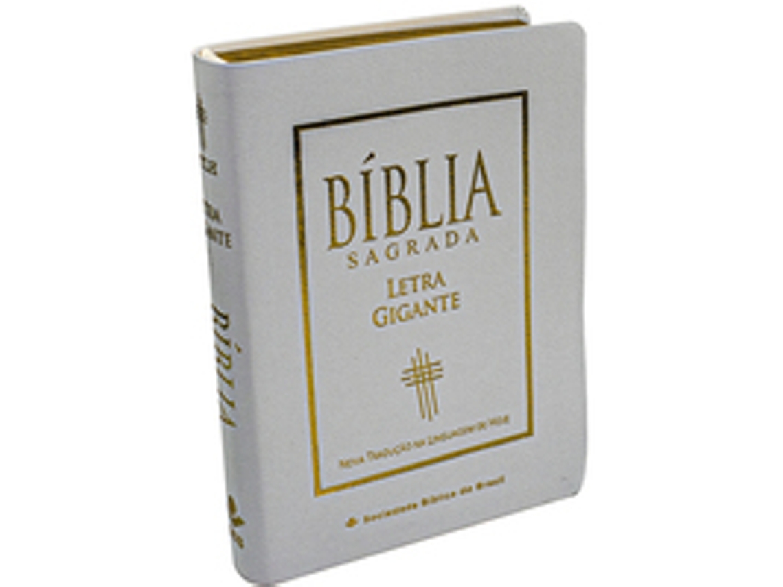 Livro Bíblia Sagrada Letra Gigante Com Índice, Capa Em Couro Reconstituído Branca, Ntlh De Sociedade Bíblica Do Brasil (português)
