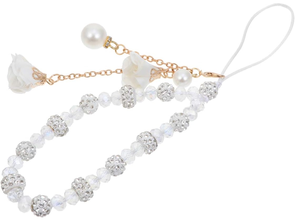 Pulseira Para Celular - Pulseira Para Celular Com Contas De Cristal E Detalhes Brilhantes