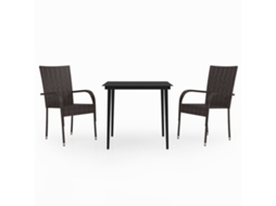 Maison Exclusive - 3 Pcs Conjunto De Jantar Para Jardim Castanho E Preto