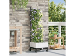 Vidaxl Jardineira Com Irrigação E Rodas Branco 40 X 40 X 132 Cm Pp