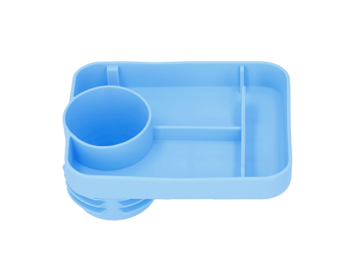 Mali bandeja Silicone Multifuncional para Carrinho de Bebê com Porta copos e Compartimentos Azul