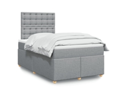 Vidaxl Cama Boxspring Com Colchão 120x190 Cm Tecido Cinzento-claro
