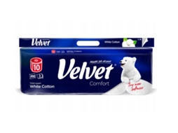 Valvet 3 Ply Toilet Tissue White Cotton, 10 Rolls Velvet