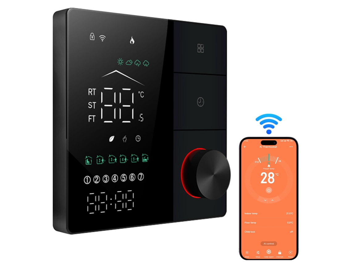 Termóstato Inteligente Para Aquecimento De Piso Laxiscreed Com Wifi E Controlo Remoto