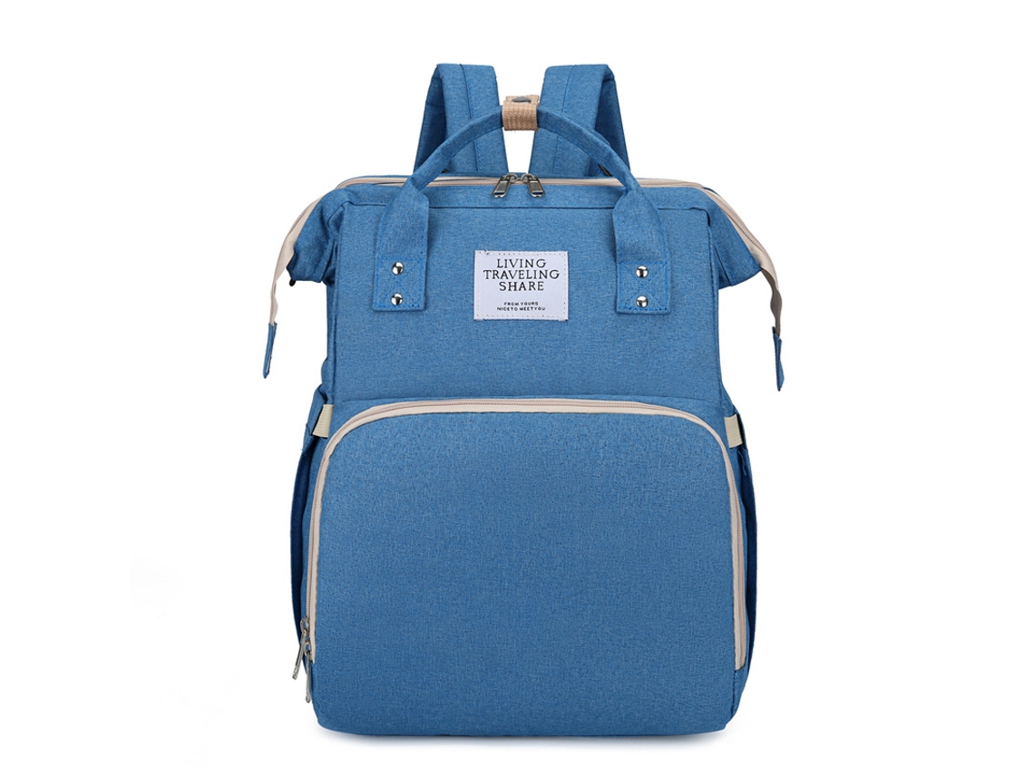 Mochila Maternal, 3 em 1 Bolsa de Fraldas, Berço Dobrável, Bolsa para Mamãe, Itens Essenciais para Recém nascidos SPQMENT (azul Claro)