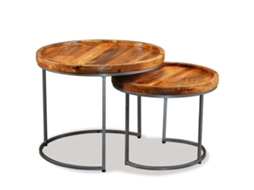 Vidaxl Mesa De Apoio 2 Pcs Madeira De Mangueira Maciça