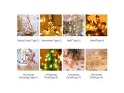 Luzes de Natal Pendentes LED 10ft 30LEDs Branco Quente com Bateria | S/MARCA