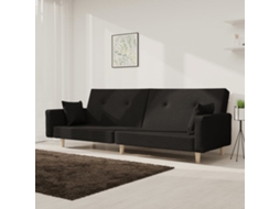 Vidaxl Sofá-cama 2 Lugares Com Duas Almofadas Tecido Preto