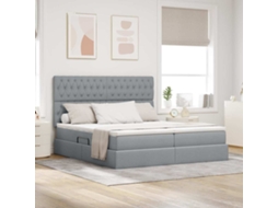 Vidaxl Cama De Armazenamento Led Com Colchão Cinzento-claro