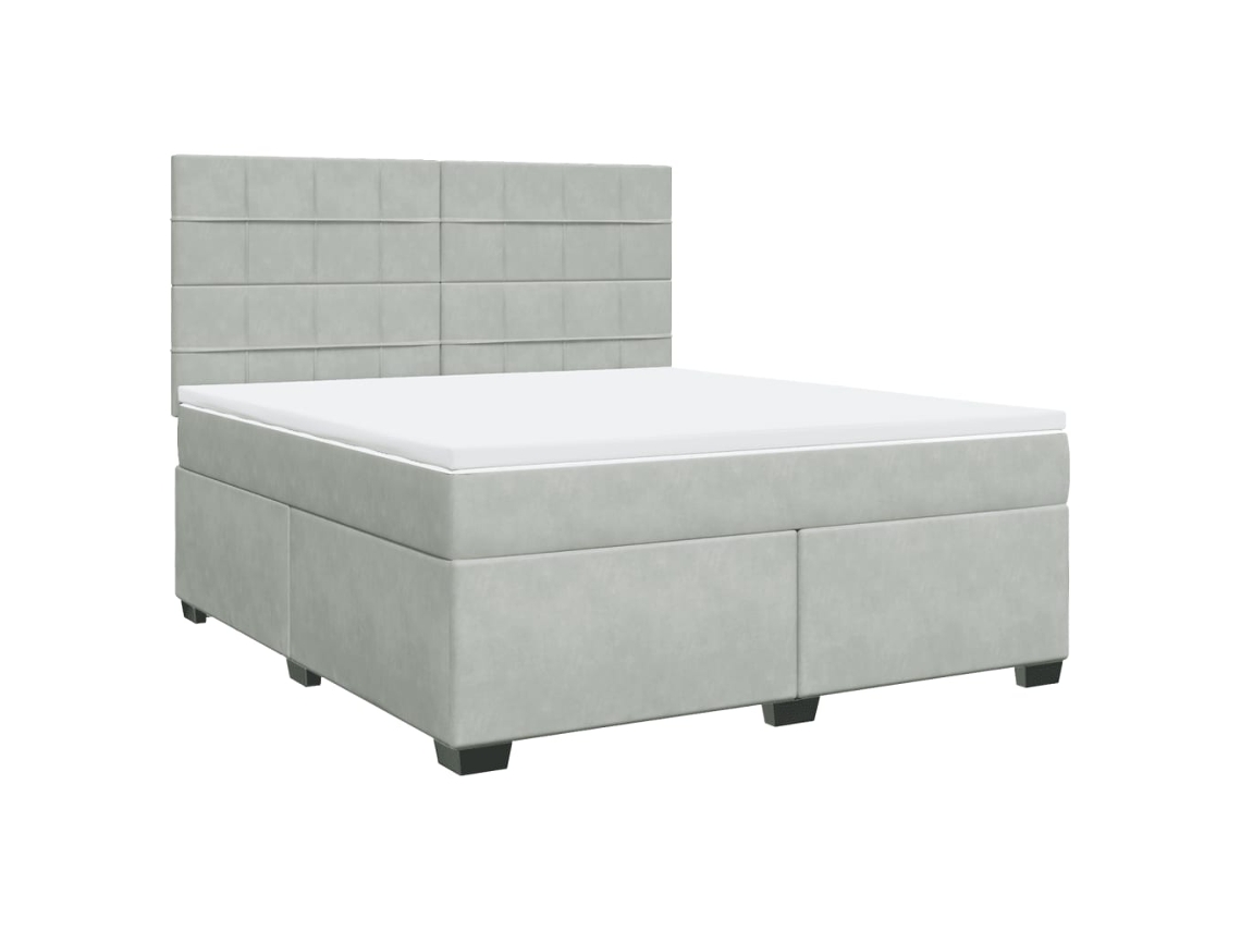 Cama com Molas e Colchão Veludo Cinzento Claro MAISON EXCLUSIVE (180x200 cm)