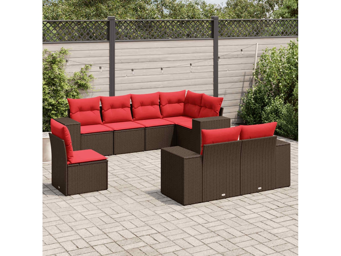 Conjunto de Sofá de Jardim com 4 Peças e Almofadas em Rattan Sintético Cinzenta VIDAXL