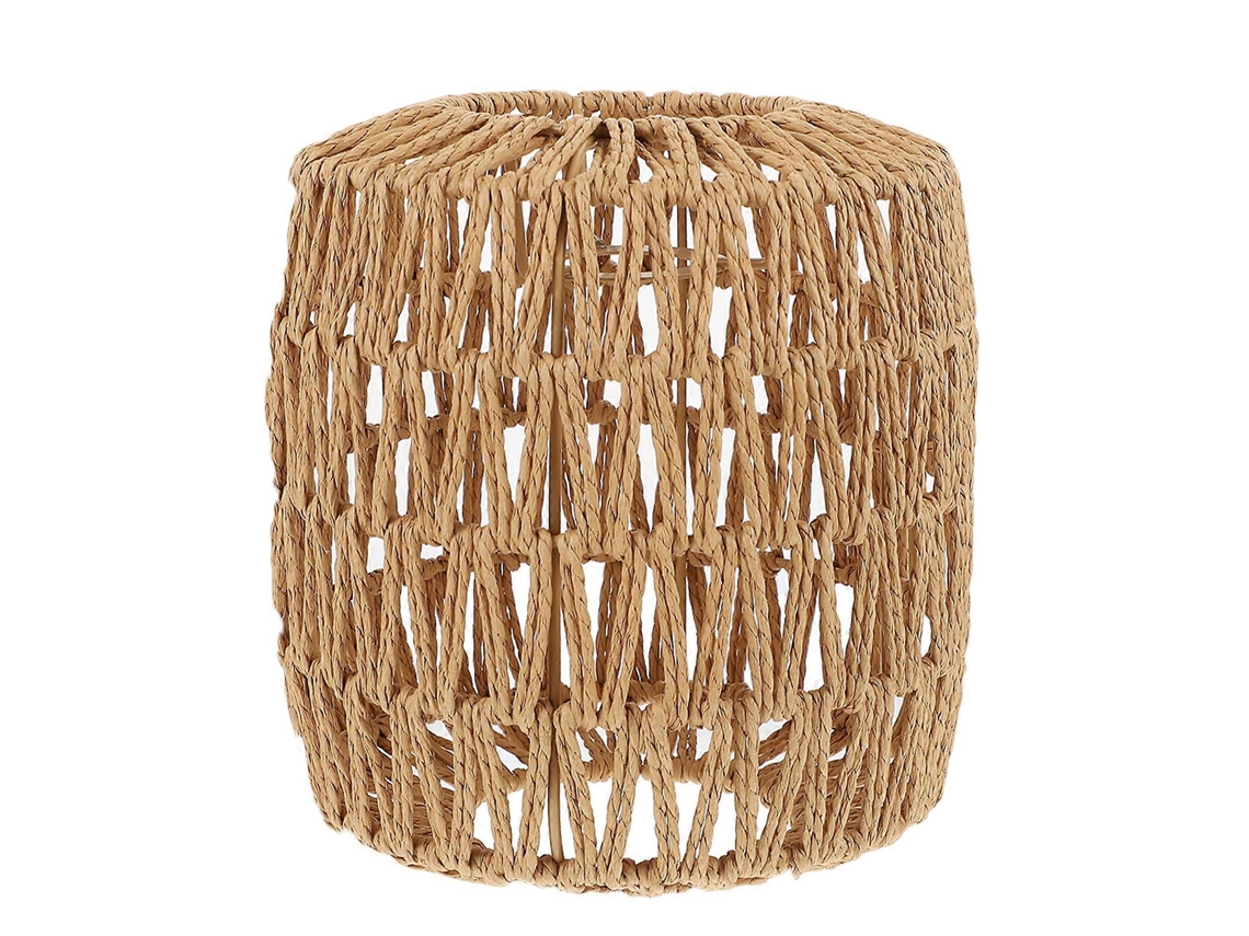 Luminária Decorativa Com Abajur Em Rattan Trançado Para Pendurar, Cor Cáqui.-aquaforge