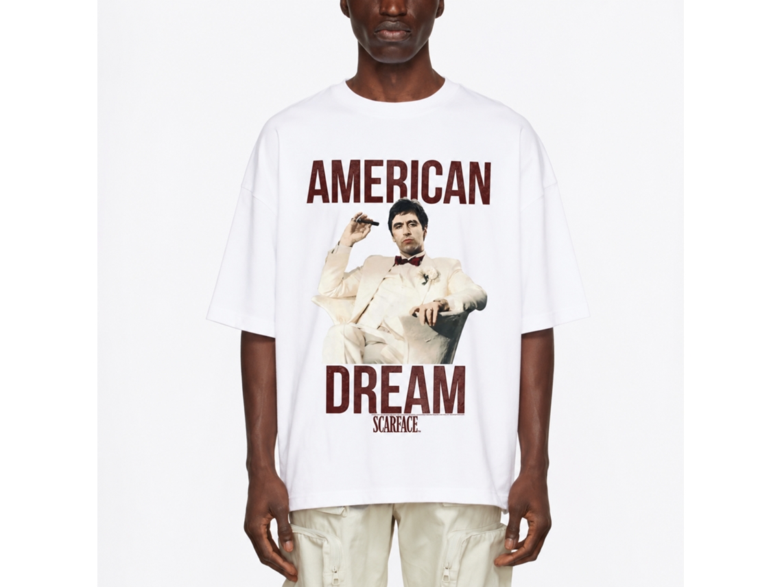 Rockinstone Scarface Movie Americandream White Adult T-shirt Size:l