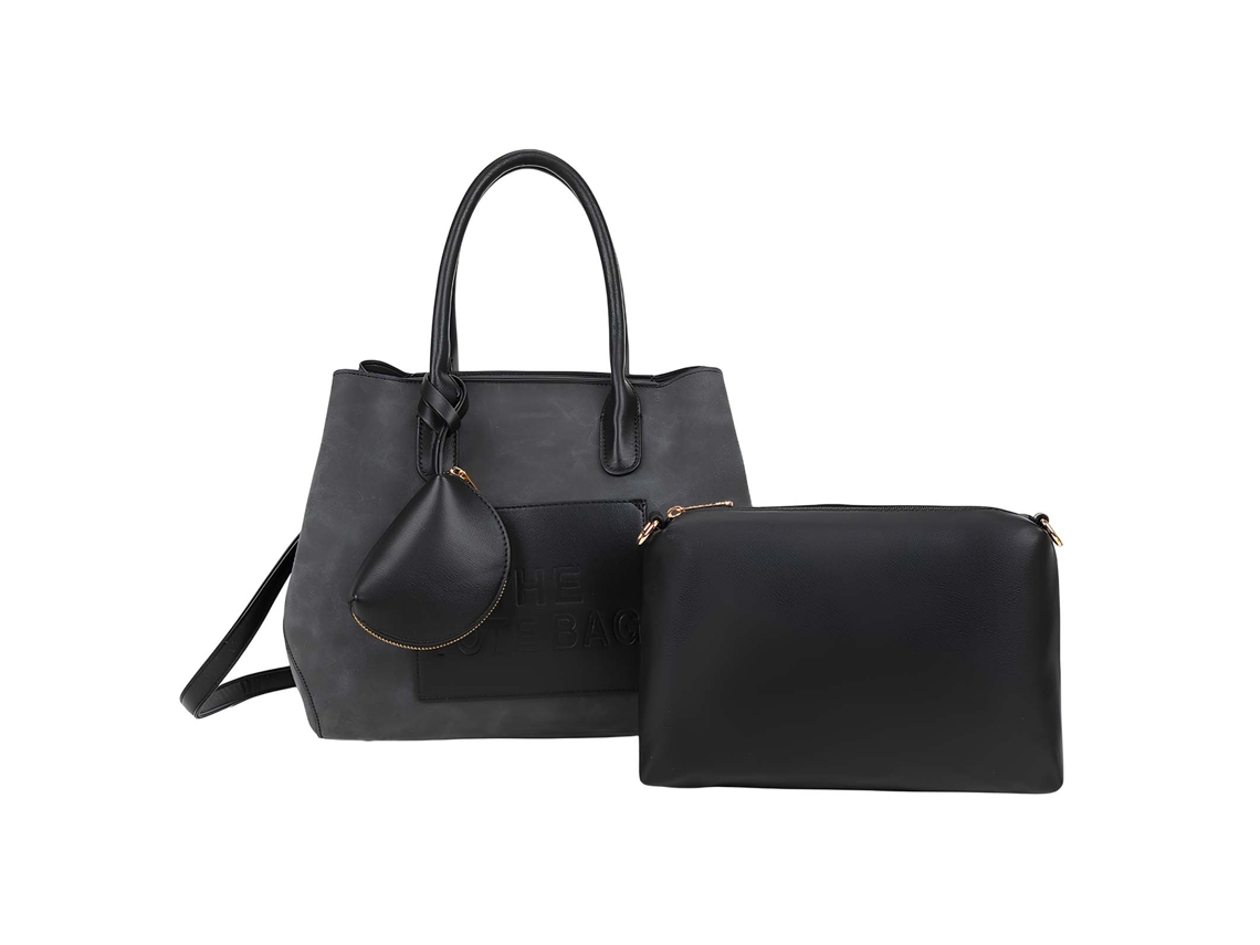Bolsa De Mão Feminina Lavana Com Efeito Camurça Com Bolso Removível