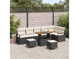 Vidaxl Conjunto De Sofá De Jardim 9 Unid. Preto Rattan Sintético
