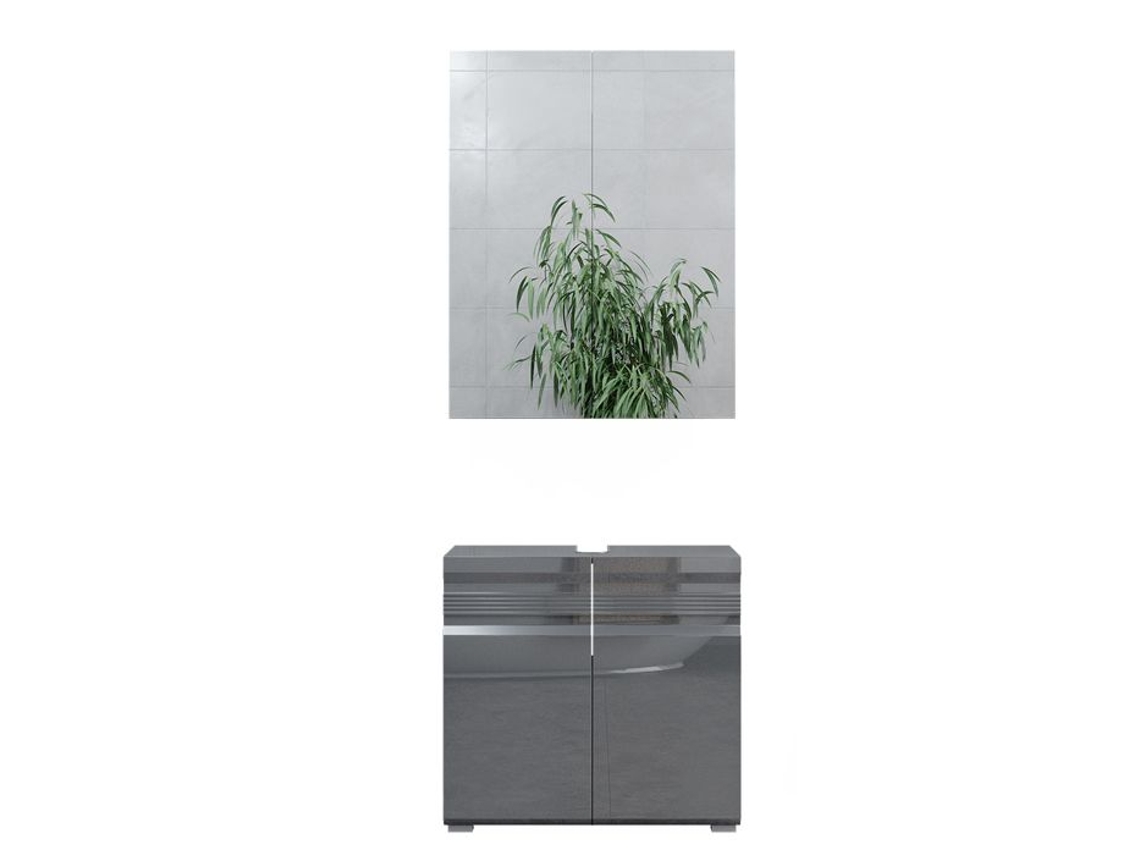 Conjunto de móveis de banheiro Vicco Freddy, antracite alto brilho, 2 peças