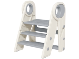 Banco Para Crianças Dobrável Torre De Aprendizagem Escada Para Antiderrapante 46,5x47x61,5 Cm Cinza E Branco