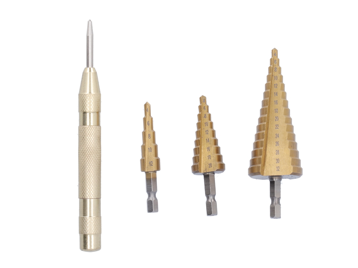Broca Escada Métrica Hss Cone Hexagonal 3 Peças