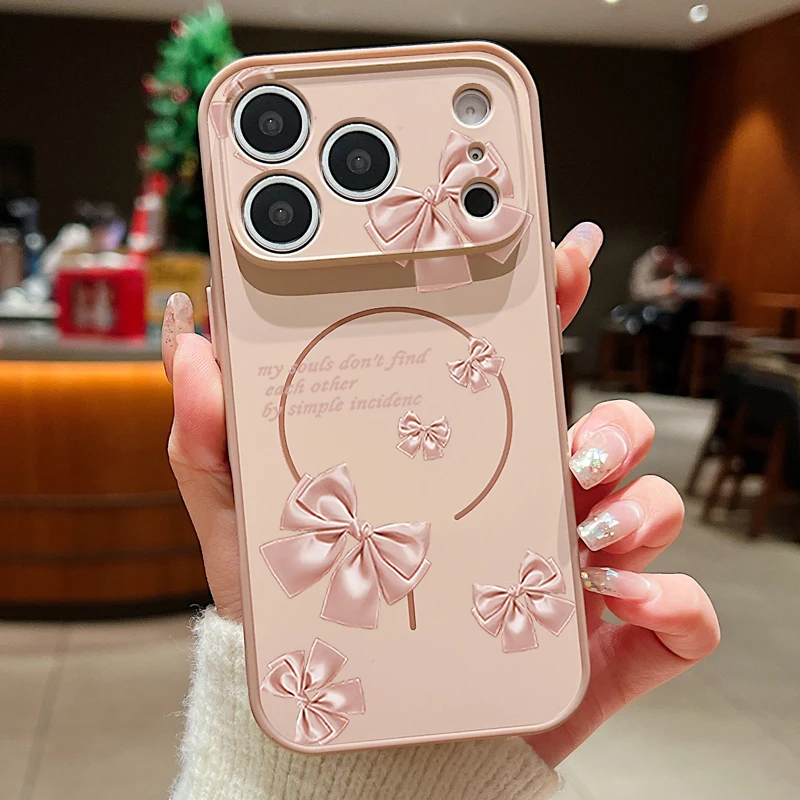Capa Magnética Para Iphone 13 Pro Com Estampa De Laço (dourada), Capa Traseira Rígida Em Policarbonato E Tpu Macio.