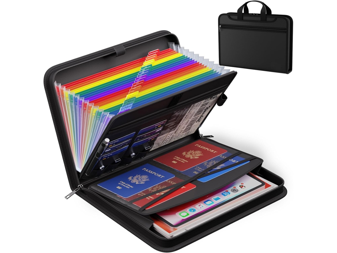 Pasta Sanfonada Portátil Multifuncional, Bolsa Ampla Para Documentos, Passaportes E Tablet