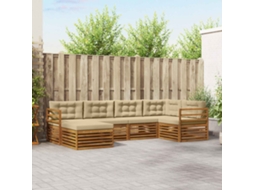 Vidaxl Conjunto De Sofás Para Exterior 6 Unid. Natural E Bege