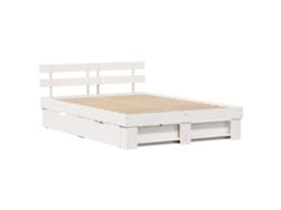 Estrutura De Cama Com Armazenamento Vidaxl Branco Madeira De Pinho Maciça (160x200 Cm)