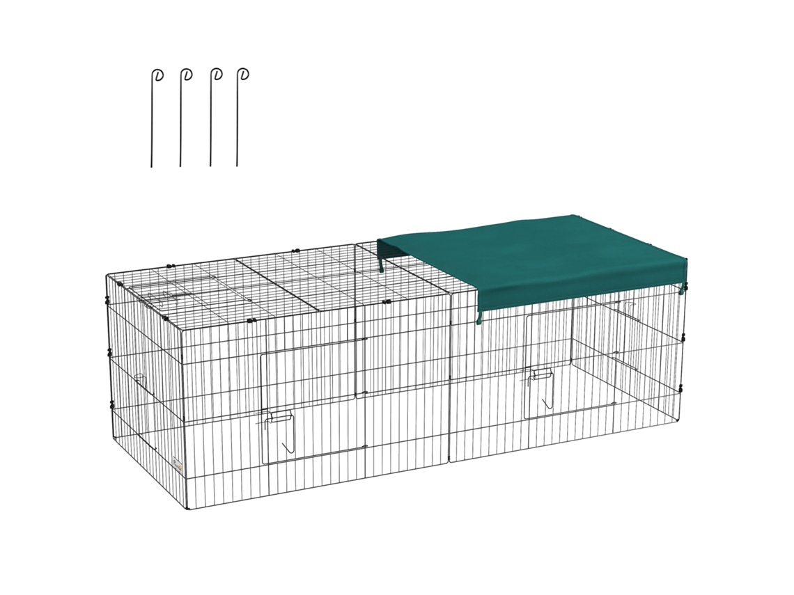 Gaiola para Coelhos Externa e Interna com Telhado de Aço. 220x85x70cm. Verde Ge