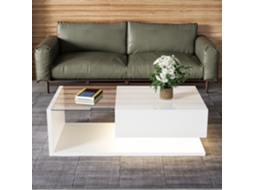 Mesa De Centro Brilhante Branca Com Vidro E Efeito Led,mesa Lateral Moderna Para Sala De Estar Mega Echo Trade Shop