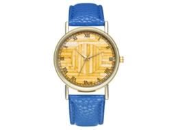 Relógio de pulso analógico de quartzo com mostrador redondo elegante (azul royal)