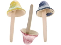 Kit de 3 Cogumelos Decorativos de Cerâmica Kichouse com Bolinhas Vermelhas em Degradê, para Jardim, Sobremesas e Vasos CHABERLU