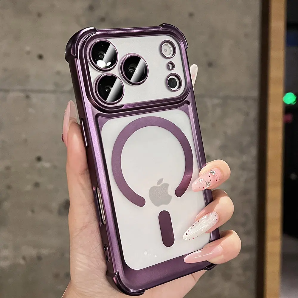 Capa Protetora Magnética Macia Para Iphone 16 Plus (roxa), Com Acabamento Fosco Eletrogalvanizado.
