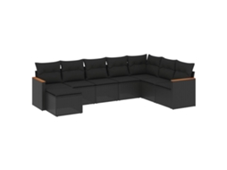 Conjunto de 8 Sofás de Jardim com Almofadões Vime Pe Preto MAISON EXCLUSIVE (N/A)