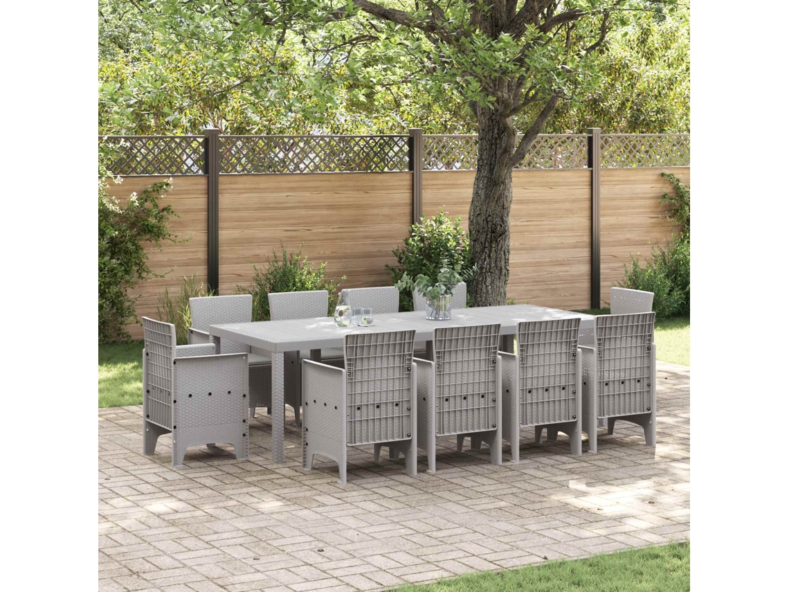 Vidaxl Conjunto De Jantar Para Jardim 11 Unid. Cinzento-claro