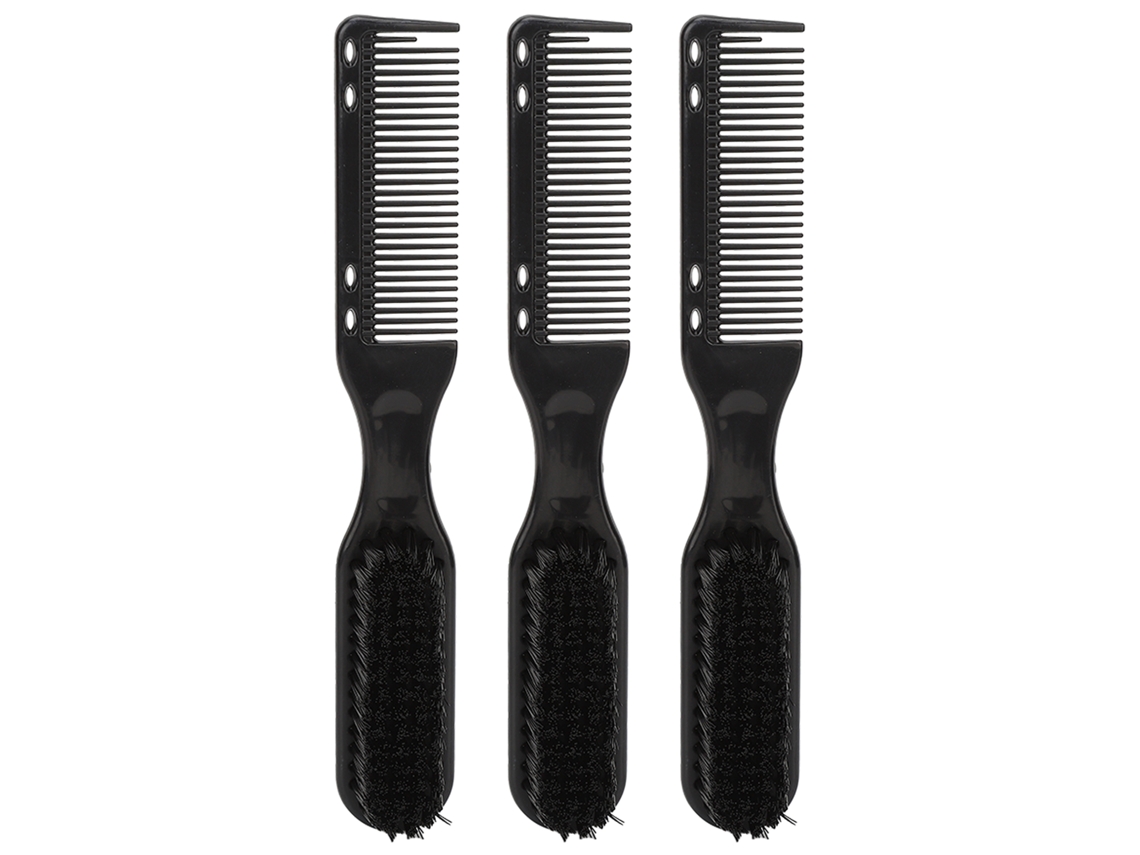 2026 3 Peças de Pente de Barba e Bigode de Cabeça Dupla com Cerdas Suaves e Duras e Cabo Curvo Ergonômico