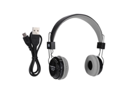 Fone De Ouvido Bluetooth Sem Fio Portátil B-09 Com Display De Áudio Fm E Música Cinza