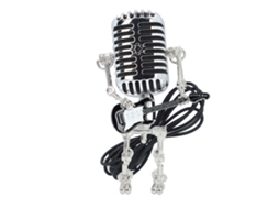 Microfone de metal estilo retrô punk com guitarra e luminária LED para quarto ou bar, preto.