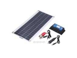 Kit Painel Solar Monocristalino 8W com Controlador 10A Portátil para Camping e Navio | S/MARCA