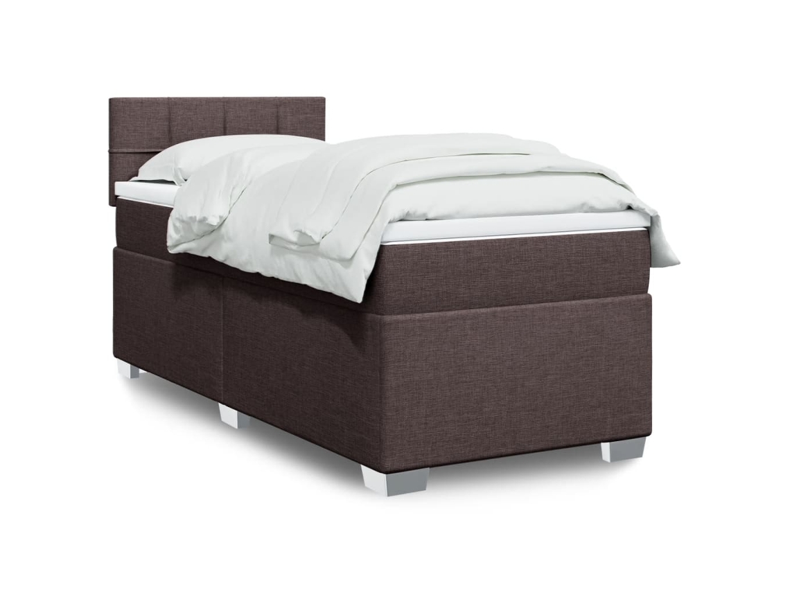 Vidaxl Cama Com Molas/colchão 80x200 Cm Tecido Castanho-escuro