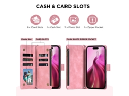 Capa Em Couro Pu Com Suporte E Pega Para Apple Iphone 16 Pro Max - Rosa