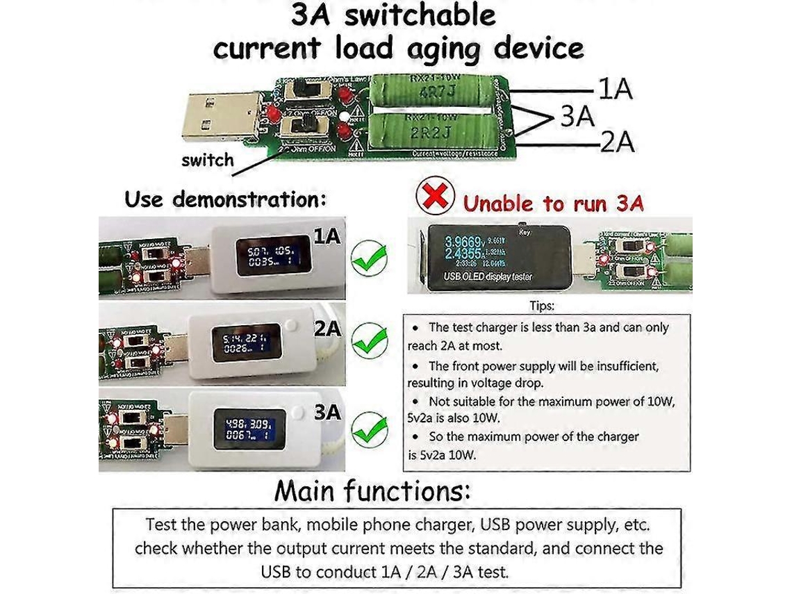 Lurelia Testador Usb-c, Pd3, 3 A, 5.1 A, 1 A, Qc3.0 Para Carga, Tensão E Corrente Ref. 127