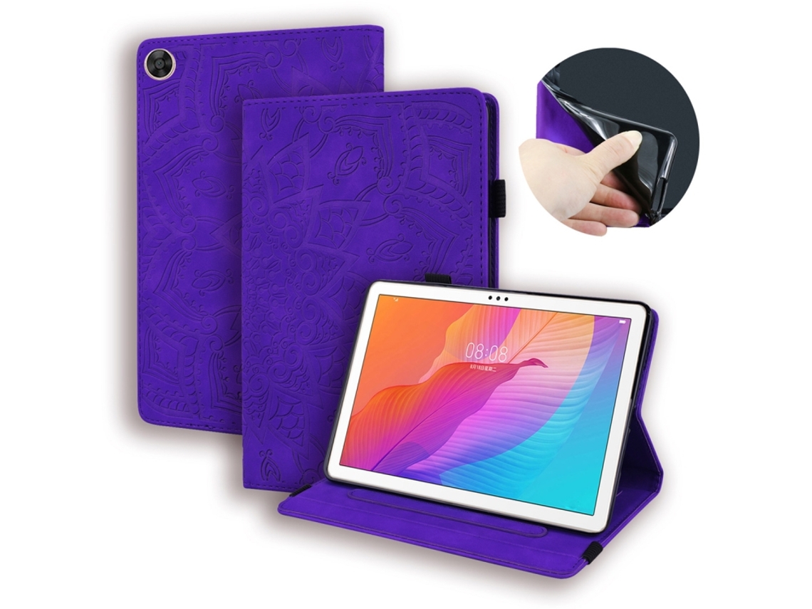 Capa‑flip Horizontal Gravada Textura Panturrilha Halinuia Com Suporte, Ranhuras Cartão E Moldura Para Huawei Enjoy Tablet 2