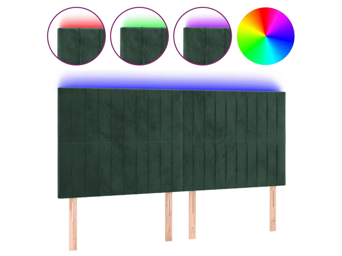 Led Headboard, Led Headboards Vidaxl Verde Veludo (200 X 5 X 118/128 Cm)