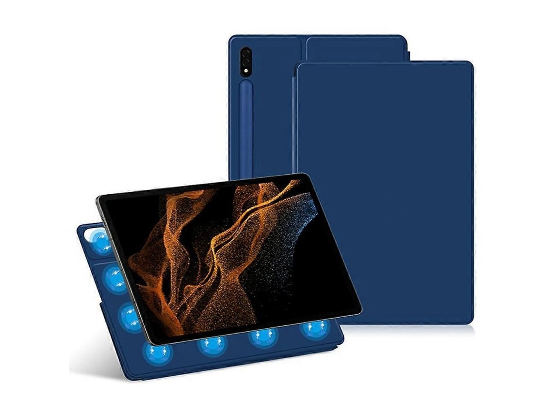 Capa Protetora Em Couro Pu Com Suporte E Ativação Automática Para Samsung Galaxy Tab S8 E Tab S7, Azul Elysve