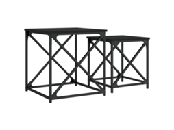 Conjunto de 2 Mesas de Centro Encastrar Derivados de Madeira Preto MAISON EXCLUSIVE