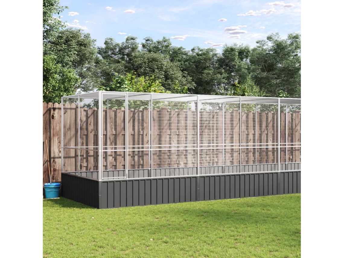 Vidaxl Aviário Com Extensão 625x207x212 Cm Aço Prateado