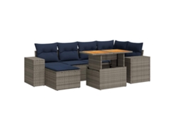 Conjunto de 7 Sofás para Jardim com Almofadões Vime Pe Cinzento MAISON EXCLUSIVE (7 pcs)