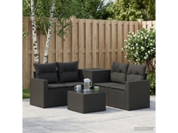 Vidaxl Conjunto De Sofás 6 Unid. Preto Rattan Poliéster E Aço